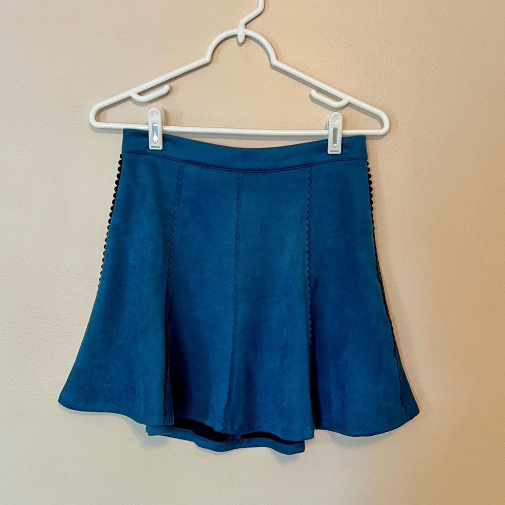 Teal Faux Suede Circle Skirt from Francesca’s, Size S